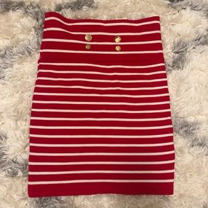 Red stripe high wasted skirt